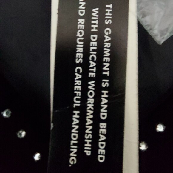 Carole Little Shirt XL Black Velvet Rhinestones Long Sleeve - Defect - Picture 5 of 14